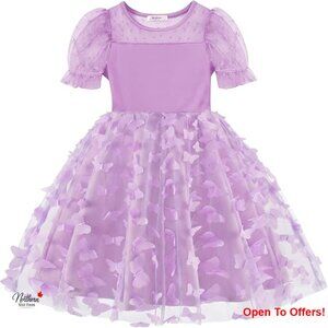 Toddler Girl Tulle Dress Puffy Sleeve Party Casual Dresses